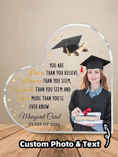 1pc Customized Acrylic Photo Frame, Personalized Graduation Photo Frame, Acrylic Graduation Gift Decor, Ideal Gift For 2026 University Graduates, Close Friends And Classmates, Personalized Graduation Souvenir Decor, High School/College Graduation Gift, Graduation Party Gift, Perfect Gift For Family, Friends And Classmates
