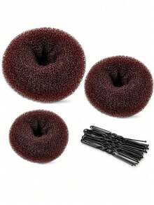 4 piezas Molde para hacer moños de rosquilla, accesorios para el cabello para mujeres, suaves y flexibles, adecuados para uso diario, set multicolor, ideal para viajes y regalos de cumpleaños - Multicolor - Ver 12