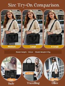 2026hot SeIIing  Canvas Tote Bag For Women With Zipper Closure & Individual Compartments For Work College For Teacher & Nurse - 黑色 - 查看 12