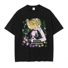 Baki Hanma T-Shirt Manga Graphic T Shirt Men Women Clothing Vintage Washed Tshirt Short Sleeve Oversized Cotton Casual Tee Topssummer Outfits For Womensummer Clothes Men - 黑色19 - 查看 1