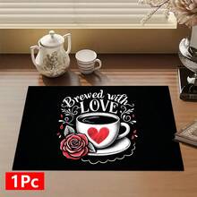 1pc Coffee Pattern Printed Absorbent Dish Drying Mat, Home Decor, Espresso Machine Countertop Absorbent Mat, Sink Drain Mat, Soft Faucet Absorbent Mat, Bathroom Accessories, Kitchen Supplies - Multicolor - View 13