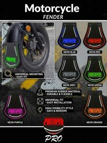 Guardabarros de goma duraderos universales para motocicletas, guardabarros delanteros y traseros, 7 opciones de color para la decoración de scooters eléctricos - Adecuado para todas las bicicletas, motocicletas, personalización de motocicletas - A - Ver 1