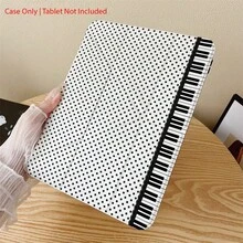1 件装白色黑色波点钢琴印花平板电脑保护套，带笔槽，兼容 iPad 10 代 10.9 英寸（2022 年款）/ Air 13 (M3 2025)/ Air 11 (M3 2025)/ Air 11 (M3 2025)/ 11 (A16 2025)/ 三星 Galaxy Tab S10+/S9/A9，三星 Galaxy A9/S9/S7/S24+，华为 Matepad - 彩色 - 查看 7