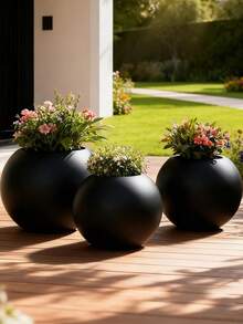 Large Round Planter,Planters For Indoor Plants & Outdoor,Durable Plastic Material Sphere Planter Weather Resistant,Plant Pot,Back To School - C - View 4