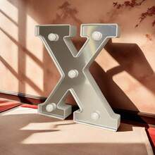 Lettres lumineuses LED au néon, lampe à enseigne alphabet clignotante, veilleuse à piles, convient pour anniversaire, mariage, cadeau de fille, maison, bar, décoration de Noël - argent - Voir 6