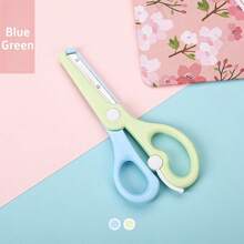 1pc Macaron Color Plastic Scissors, Colorful Artistic Creative Scissors With Spring Design, Smooth Rounded Blades, Anti-Pinch Plastic Training Scissors Suitable For Paper Cutting, Back To School Essential - Plastic Scissors - View 10