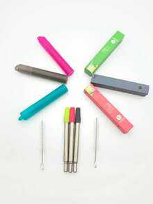 3pcs Stainless Steel & Silicone Retractable Drinking Straws Set, Travel Portable Reusable Straws - View 10