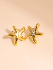 Juego de 2-12 piezas de pendientes con estilo bohemio de conchas, estrellas de mar y caracolas doradas, elegantes y versátiles, adecuados para mujeres en todas las estaciones, el mejor regalo para mamá o novia - Multicolor - View 2