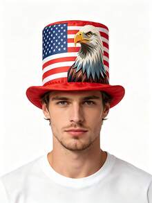 1 Peça Novo Chapéu do Dia da Independência Americana, Chapéu de Torcida da Copa do Mundo, Adereço de Decoração de Festa, Cartola com Bandeira Americana, Adequado para Torcedores de Esportes, Chapéu do Tio Sam, Adereço de Decoração do Dia da Independência Americana, Adequado para o Dia da Independência Americana, Jogos da Copa do Mundo, Reuniões Familiares e Uso Diário - Multicolorido - Visão 6