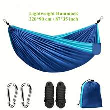 Hamaca para camping al aire libre, hamaca de moda con cuerdas de hamaca y hebillas negras, adecuada para camping, supervivencia y viajes, muebles de exterior - Multicolor - Ver 4