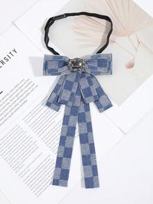 1 chiếc nơ thắt cổ nhiều lớp thời trang nữ thanh lịch họa tiết caro, đính đá giả lấp lánh, thích hợp cho váy, tiệc tùng, đám cưới, lễ kỷ niệm, quà tặng. - Nhiều màu - Xem 8