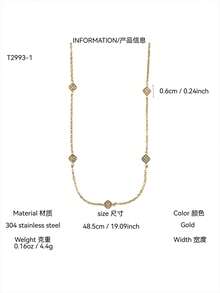 一套/件 简约奢华几何不锈钢18K镀金锆石镶嵌项链、手链、耳环首饰套装，适合节日、日常通勤、约会、聚会、派对和其他场合 - 金色 - 查看 11