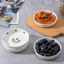 Bộ 4 đĩa sushi nhỏ kiểu Nhật 5 inch, thiết kế hình trăng sao, đĩa tráng miệng bằng gốm, đĩa khai vị, đĩa phục vụ nhỏ cho các món ăn kèm, gia vị, sushi, món khai vị, món tráng miệng. - Nhiều màu - Xem 8