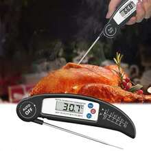 Digital Folding Stainless Steel Probe Food Thermometer - Water Thermometer, Meat Thermometer, Suitable For Kitchen, Barbecue, Baking And Other Kitchen Supplies And Accessories (1 AAA Battery Not Included) - L - 查看 3