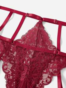 weiweihu Large Size Lace Sexy Sexy One-Piece Underwear Multi-Piece Set, Large Size Lace Sexy Underwear, No Crotch Deep V Halter Halter Translucent Sexy Clothing, Very Suitable For Romantic Nights,Plus Size Lingerie,Lingerie Plus Size,Lingerie For Women,Lenceria Para Mujer Curvy,Lencería Curvy,Plus Size Lingerie Curve,Lencería Para Mujer,Lingerie Set,Lingerie For Women Plus Size,Neon Outfit For Women,Pajama Sets Plus Size,Plus Size Club Outfits,Concert Outfit Women Plus - Màu Đỏ Sâu - Xem 5
