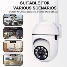2pcs 1080P Full HD Wireless WiFi Security Camera, 360° Panoramic View Indoor/Outdoor, Two-Way Audio, Pan/Tilt/Zoom, Night Vision, Motion Tracking - Suitable For Elderly Care And Pet Monitoring, Durable CCTV Camera - White - View 11