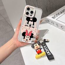 This Disney Mickey Mouse Pattern Lanyard Phone Case Features A Strong Magnetic Closure And Full Coverage Of Acrylic And TPU Material. It's Shockproof, Lightweight, And Suitable For IPhone17/16/11/13/15/15 Plus/15 Pro/15 Pro Max/12/14 Pro Max/11 Pro Max/12 Pro/12 Pro Max/13. It's A Popular Birthday Gift, Business Gift, Durable, Stain-Resistant, And Fingerprint-Resistant New Phone Case For Men And Women. It Also Includes A Mickey Mouse Phone Case And Mickey Mouse Doll Bracelet. Compatible With SamsungGalaxy S20, S21, S22, S23, And S24 Series. It's The Perfect Gift For Friends And Family. This Stylish Phone Case Is Fun, Lightweight, And Durable. IPhone17 Pro Max Phone Case, Minnie Phone Case. - màu đen - Xem 6