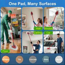 Flat Mop Head Replacements For Ocedar, Microfiber Mopping Head Refill For O-Cedar EasyWring And RinseClean Sys, 4 Pack Flat Spin Mop Pads &Amp; 1 Plastic Pad For Cleaning Floor, Wall, Ceiling - White - 查看 5