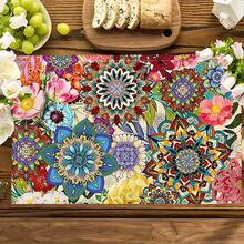 1pc/4pcs/6pcs Bohemian Style Printed Linen Placemats, Suitable For Dining Table, All Season Decor, Modern Washable Table Mats, Room Decor, Coasters, Kitchen Dining Mats, Indoor Outdoor Party Decoration, Home Decor, Ideal Gift - Multicolor - View 9