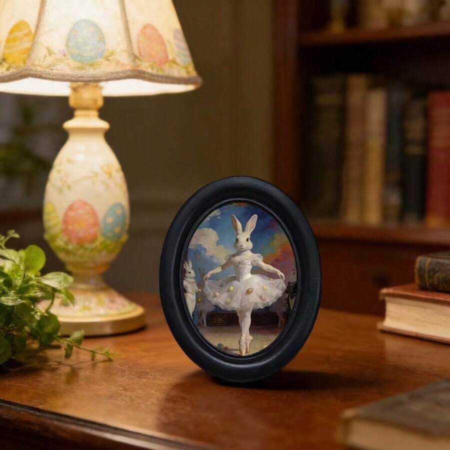 1pc Vintage Butterfly Hand-Drawn Illustration Oval Photo Frame Decorative Print 6.6*7.6 Inch Ethereal Whimsical Gothic Style Print For Spring Easter St. Patrick's Day Living Room Bedroom Office Wall Decor