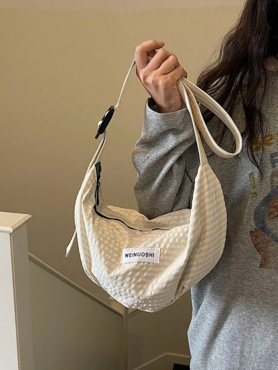 Women's Zebra Print Crescent Bag, Suitable For Daily Commute, Travel, Shopping, And Strolling - White - View 1