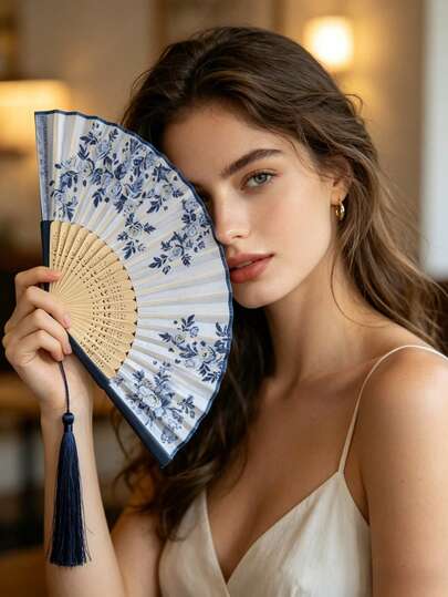 1 Oversized Fluorescent Bamboo Kung Fu Folding Fan, Suitable For Creating Festival Atmosphere At Events