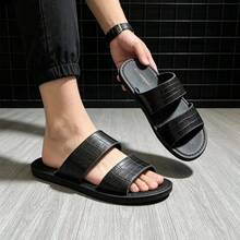 Men's Sandals Comfortable Fashionable Black Slides Suitable For Beach, Swimming Pool, Indoor Casual Slippers Flat Sandals, Open Toe, Casual Beach Wear, Flat Fashionable Cross Retro Roman Sandals, Available In Black, Green, Brown, White. - Black - View 2