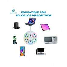Multicontacto Circular Multiusos 5 Contactos + 3 Puertos Usb - Tipo de Enchufe B USA (110-127V) - Ver 3