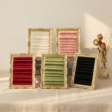1 Peça Suporte de Exibição de Brincos e Anéis, Bandeja de Joias Vertical, Quadrada, de Mesa, Moldura de Resina Veludo Multicolorido, Exibição e Armazenamento de Anéis de Joias, Bandeja de Joias para Vitrine de Loja, para Armazenamento de Joias - Multicolorido - Visão 6