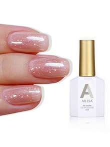 AILLSA Elisa裸粉色闪粉凝胶指甲油，15毫升/瓶，快干，适用于UV/LED灯固化，是DIY居家美甲或作为礼物的理想之选。 - 粉色 - 查看 1