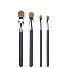 Set de 4 piezas de brochas de maquillaje para base, corrector, rubor y contorno, ultra delgadas y mejoradas, con 4 tamaños diferentes: brocha para base, brocha para corrector, brocha para rubor, brocha para contorno, brocha para rubor, brocha para bronceador, brocha para polvo, brocha para base, brocha para rubor, regalos - Negro - Ver 10