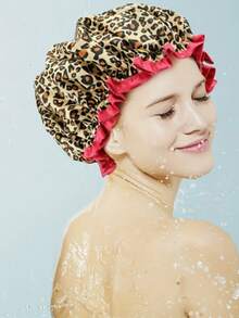 1pc Leopard Print Satin Reversible Sleep Cap, Suitable For Curly And Straight Hair - Multicolor - View 2