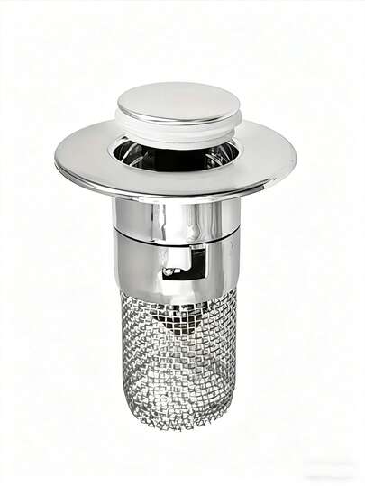 Thiết bị cấp nước bồn cầu kiểu bật bằng thép không gỉ với lưới lọc để ngăn ngừa tắc nghẽn và mùi hôi. Lõi bật cho bồn rửa mặt. Nút xả nước kiểu nhấn, kiểu dáng phổ thông.
