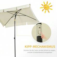 UV-Protective Garden Parasol, Foldable, Perfect For Balcony & Beach, Cream White & Black - A - View 4