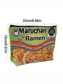 1 pieza Bolsa cosmética divertida de Maruchan Ramen: una bolsa con cremallera y estampado de comida novedoso. Este organizador de viaje lindo, ligero y plegable sirve como una bolsa cosmética versátil, mini bolsa de maquillaje, estuche de accesorios de viaje, soporte para brochas y contenedor de almacenamiento general, convirtiéndolo en un accesorio de viaje absolutamente esencial para cualquier mujer. - Multicolor - Ver 6