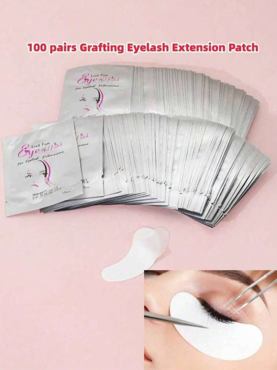 100 Pairs Flocked Eyelash Extension Patches, Eyelash Extension Tools, Eyelash Extension Pads, Lint-Free Eye Papers, Gentle & Non-Irritating, Suitable For All Eye Shapes, For Eyelash Extension - White - View 1