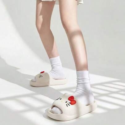 SANRIO الإصدار الرسمي من سلسلة سانريو هالو كيتي، نعال منزلية ناعمة وفراشية، نعال منزلية جميلة ومريحة مانعة للانزلاق للاستخدام اليومي في المنزل