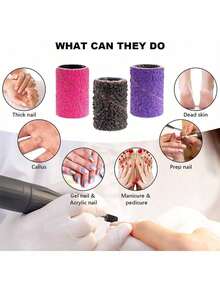 Bộ 75 miếng giấy nhám thô và mịn nhiều màu sắc với độ nhám 80, 120, 180, kèm theo 2 mũi khoan móng tay. - Nhiều màu - Xem 1