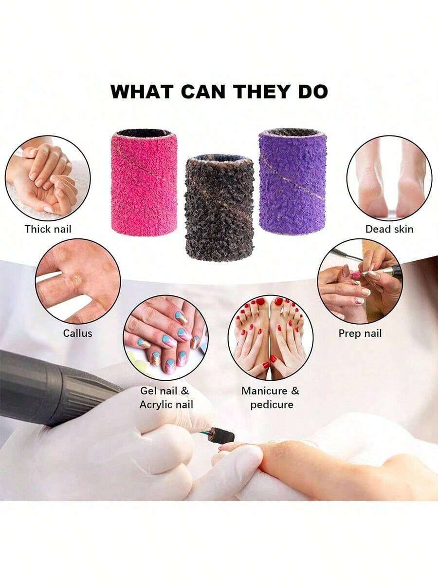 Bộ 75 miếng giấy nhám thô và mịn nhiều màu sắc với độ nhám 80, 120, 180, kèm theo 2 mũi khoan móng tay. - Nhiều màu - Xem 1