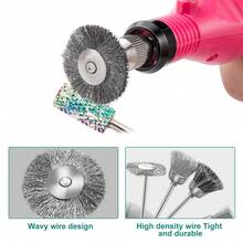 45PCS Drahtbürsten Set Edelstahl T Form Schalenbürste Pin Bürste für Bohrmaschine, Rostentferner Entgraten Schleifen Polieren, geeignet für Holz Metall Farbe entfernen, vielseitiges Werkzeug Set - A - Übersicht 4