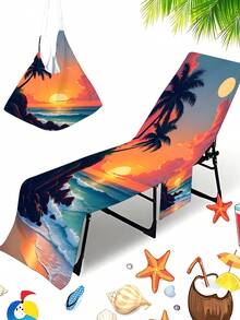 Khăn phủ ghế bãi biển họa tiết hoàng hôn (gói đơn) - Kiểu dáng hiện đại, chất liệu vải polyester, có túi tiện dụng - Khăn nhẹ, nhanh khô, cần thiết cho bơi lội, cắm trại, dã ngoại. - Nhiều màu - Xem 6