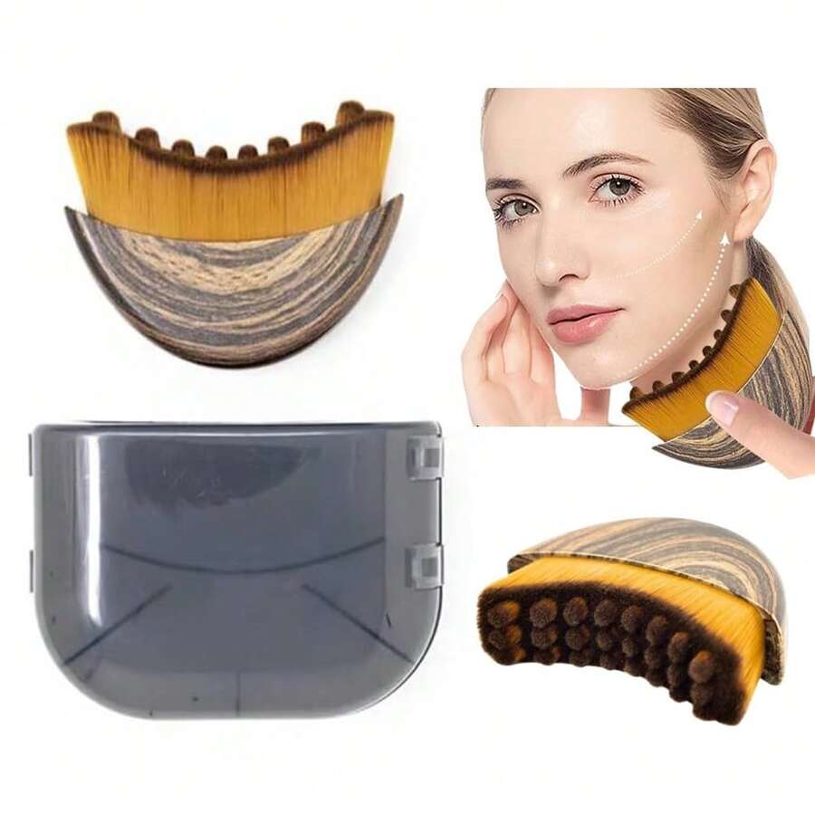 1/2 piezas Cepillo de drenaje linfático facial, Cepillo de drenaje linfático, Herramienta de masaje de drenaje linfático para reducción de doble mentón, Cepillo de limpieza facial ergonómico para esculpir - Multicolor - Ver 1