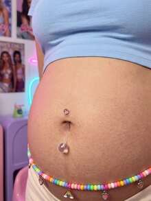 Piercing de Umbigo para Gravidez 14G para Mulheres, Pino de Umbigo Transparente de Bioplástico Ajustável, 10mm-38mm - Transparente - Visão 5