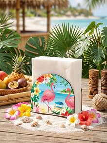 1個夏威夷火烈鳥圖案面紙盒，火烈鳥派對用品，夏威夷風桌面裝飾，生日裝飾，夏威夷露營派對裝飾，桌上中心裝飾，夏威夷熱帶花卉設計，婚禮裝飾，夏威夷 Aloha 派對用品，嬰兒洗禮派對裝飾，夏季海灘派對小禮品，桌面裝飾 - 夏威夷火烈鳥 - 查看 9