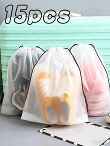 50pcs Matte Semi-Transparent Plastic Sports Shoes Storage Bags With Reusable Drawstring Closure, Organizer Pouches For Home Bedroom Closet, Waterproof Portable Shoe Boxes For Travel Packing, Durable Shoe Keeper Containers For Sneaker Protection And Display - Clear - View 14