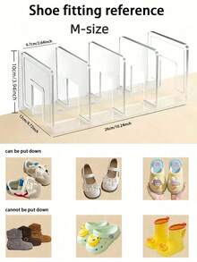 Giá đựng giày trẻ em 4 ngăn, 1 chiếc/2 chiếc/4 chiếc, bằng nhựa ABS trong suốt màu hồng, để bàn, tiết kiệm không gian (Thích hợp để phân loại và cất giữ giày cho trẻ sơ sinh 0-2 tuổi) - Nhiều màu - Xem 5