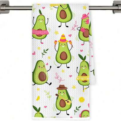 1pc Avocado Fruit Design Kitchen Towel, Dish Cloth, Drying Cloth, Gift For Fruit Lovers, Kitchen Decor, Neighbor, Friend, Mother