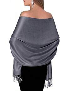 Shawls And Wraps Evening Dresses, Large Soft  Wedding Shawl - 深灰色11 - 查看 1
