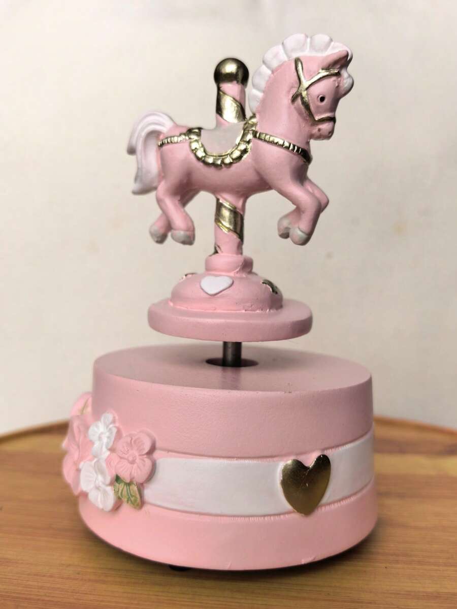 Exquisite Resin Crafts Rotating Carousel Music Box, 8-Note Music Box Home Decor, Birthday Anniversary Christmas Gift - 1PC - View 1