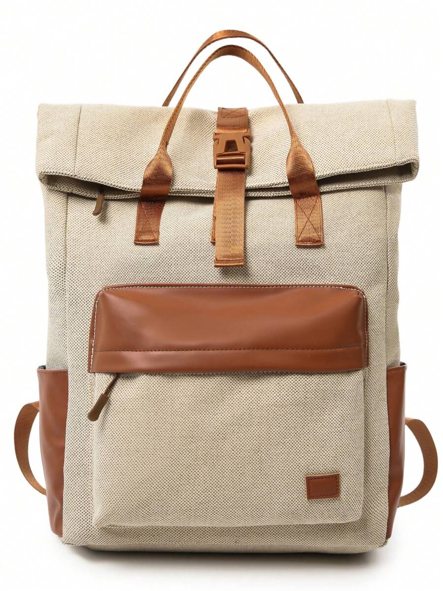 Solid Color Women's Functional Backpack Suitable For Commuting And Travel, Minimalist Daily Functional Backpack For Women, Solid Color Women's Functional Backpack, Women's Simple Sporty Black Backpack - Brown - View 1